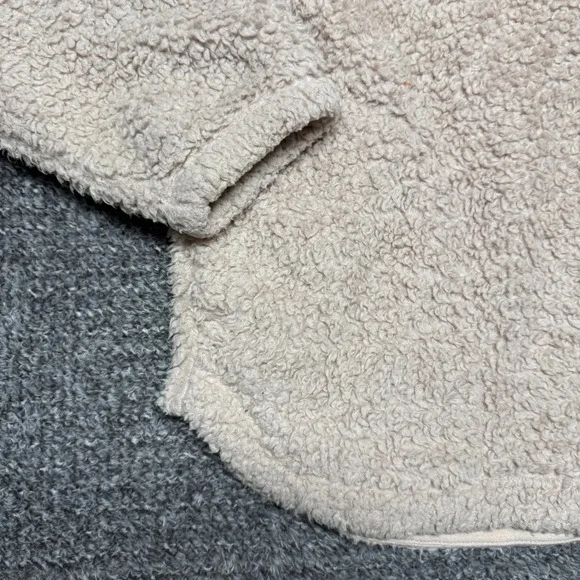 Gap Womens Sherpa Fleece Pullover Sweatshirt Size XXL Beige Quarter Zip - Picture 4 of 6